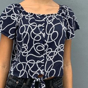 Zara navy blue blouse